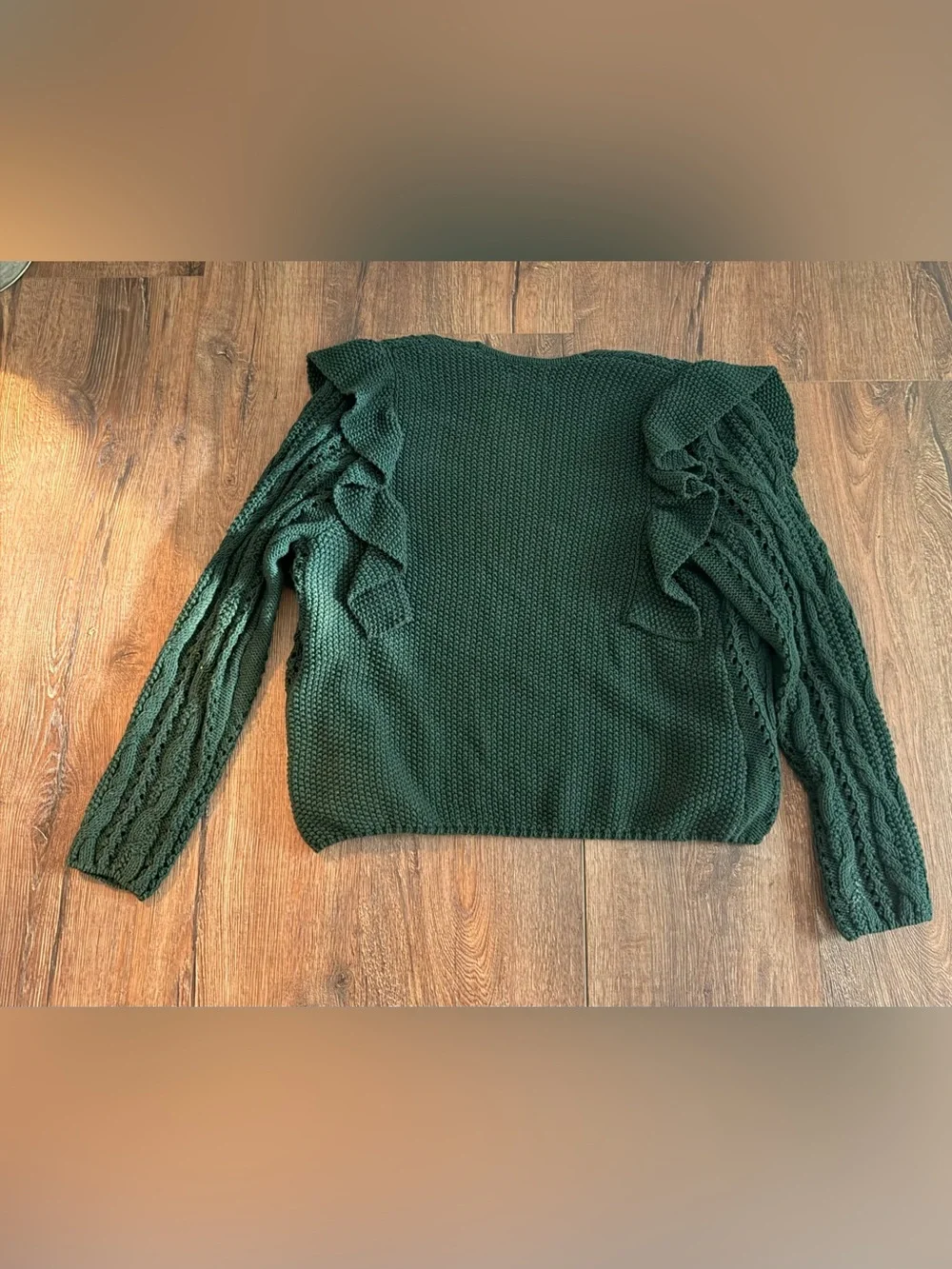 Universal Thread Women's Green Knit Solid Cable Open Front Cardigan Medium